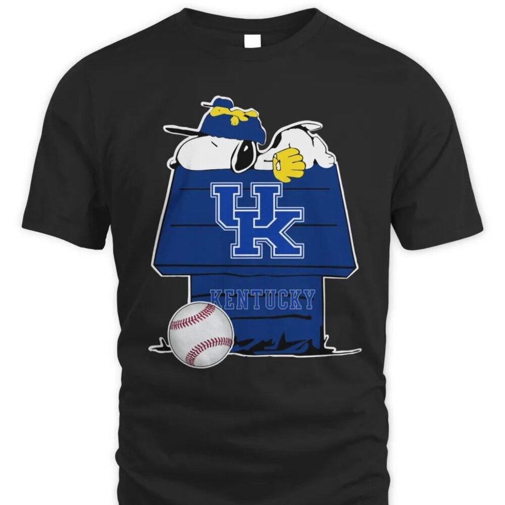 Kentucky Wildcats Snoopy Woodstock Baseball Graphic T-Shirt NCAA Fan Game Day 05